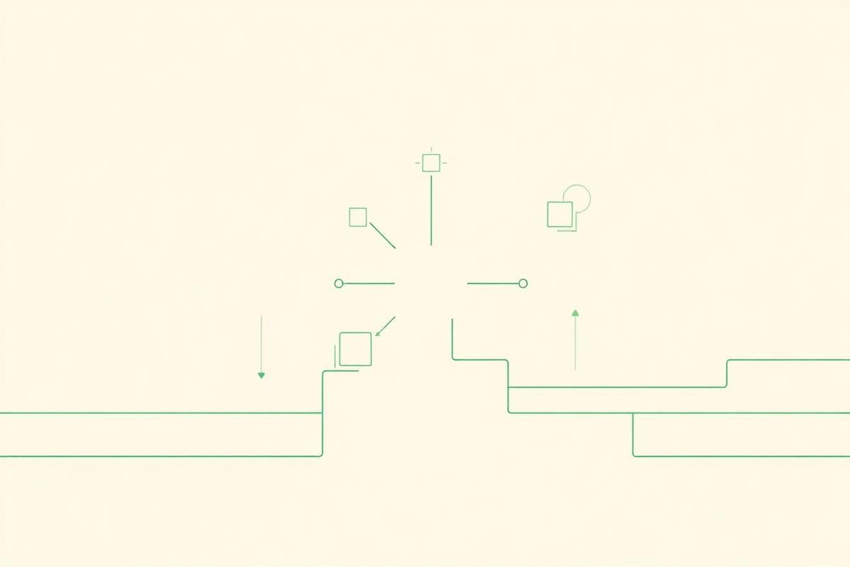 Abstract connected blocks representing telehealth infrastructure layers